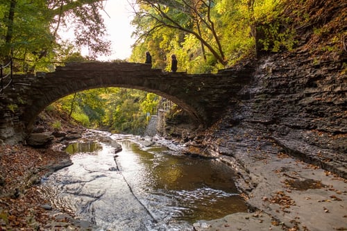 Ithaca gorge and small bridge